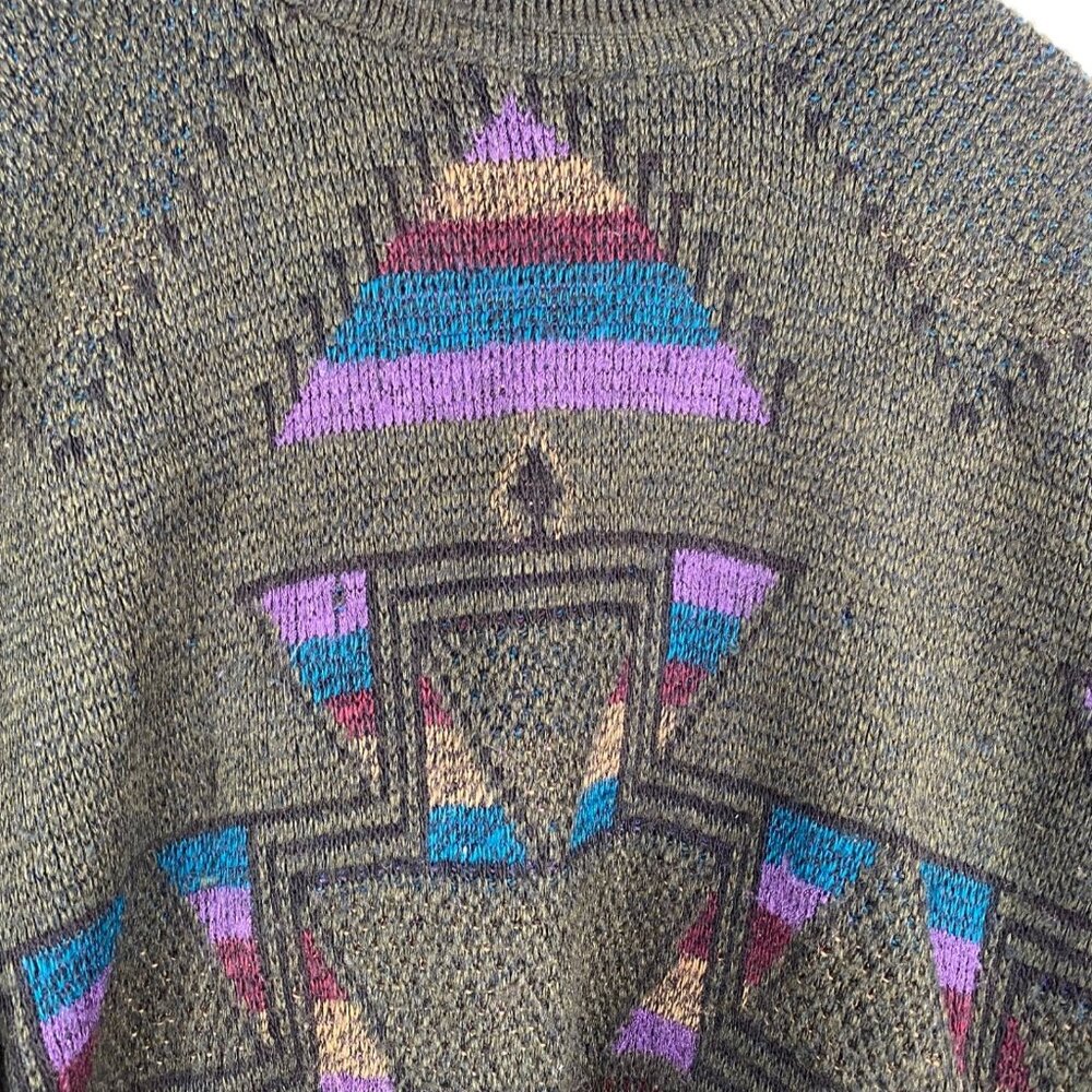 Vtg Jantzen Sweater Men's Multicolor Sz L Oversized Preppy Grunge Pullover - Picture 5 of 11